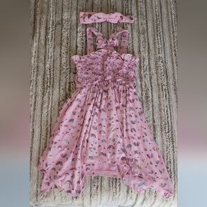 Toddler Girls Rainbow & Heart Dress & Headband